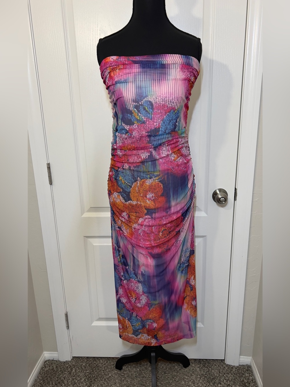 NWT Anthropologie Soleil Strapless Ruched Mesh Dress - Picture 8 of 16